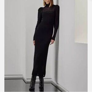 Ralph Lauren Purple Label Lace Cashmere-Silk Blend Puff-Sleeve Cocktail